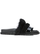 Sacai Furry Slides - Black