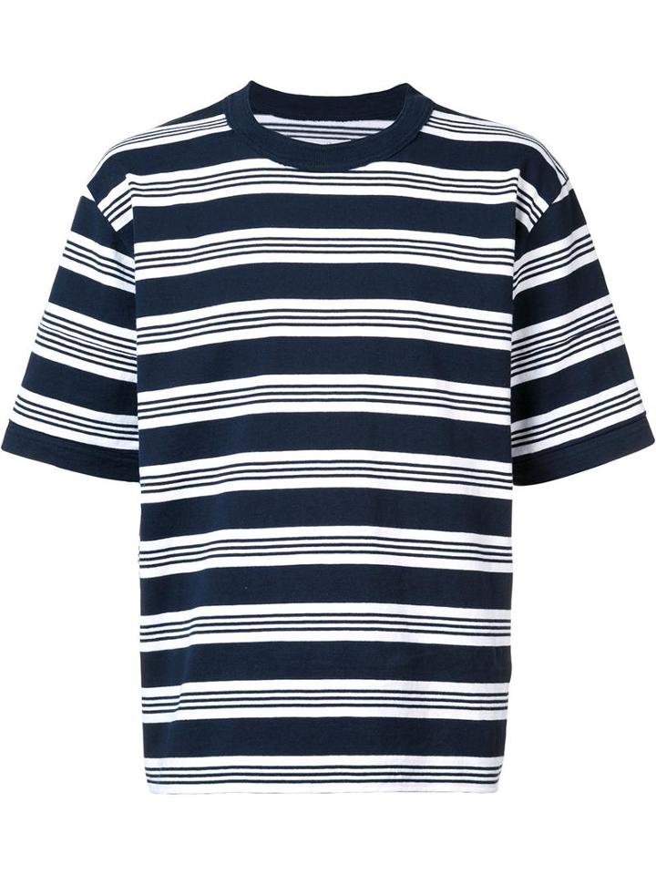 Sacai Striped T-shirt, Men's, Size: 1, Blue, Cotton