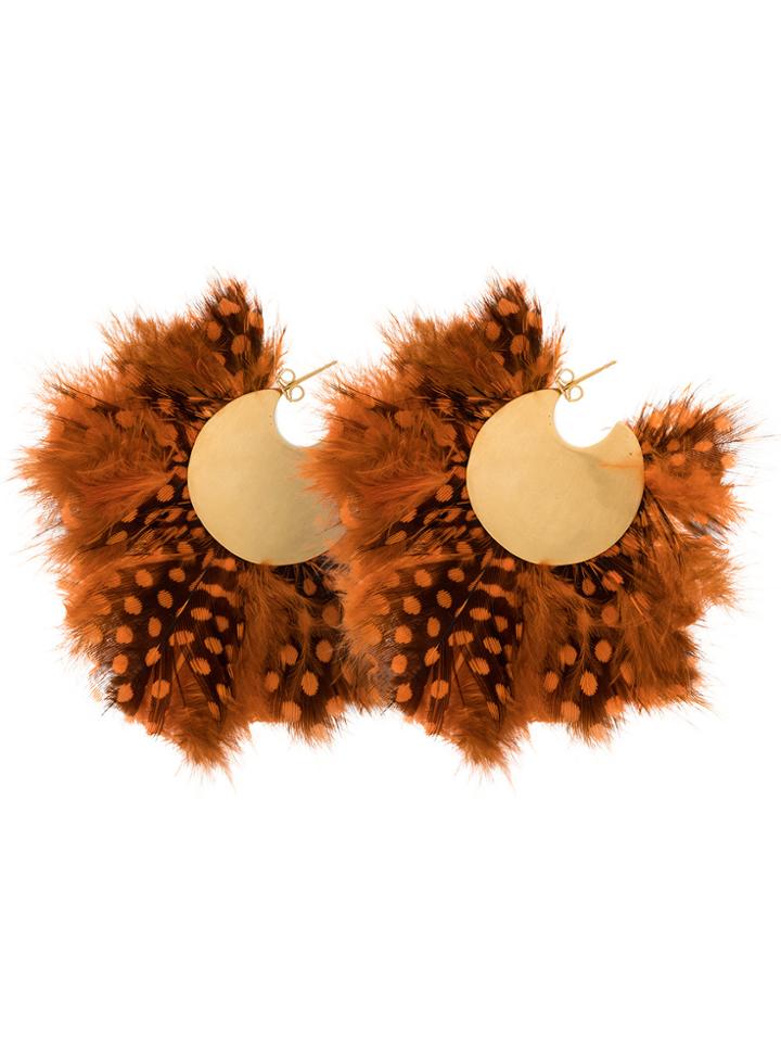 Katerina Makriyianni Feather Hoop Earring - Yellow & Orange