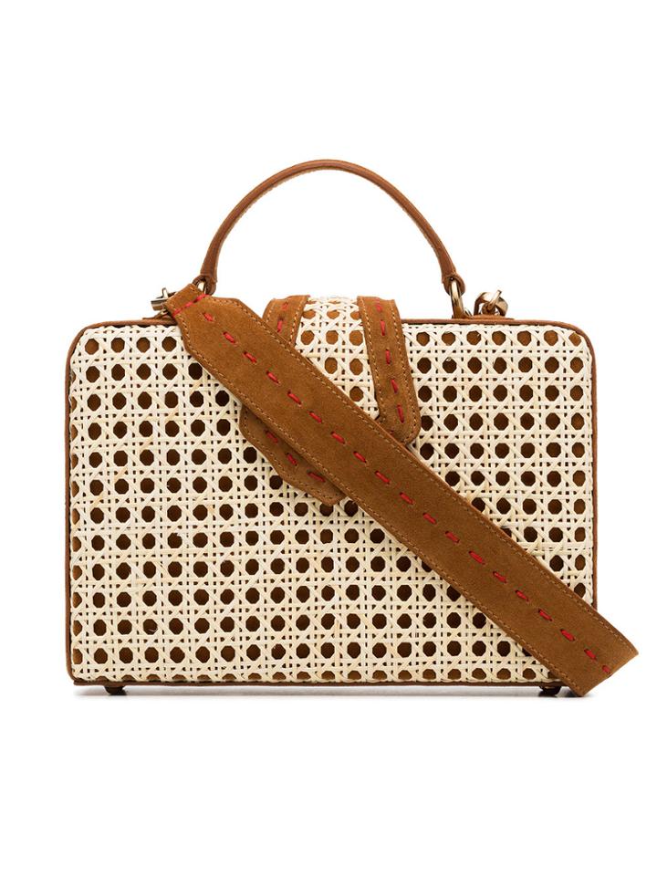 Mehry Mu Brown And Beige Fey Large Suede Leather Box Bag