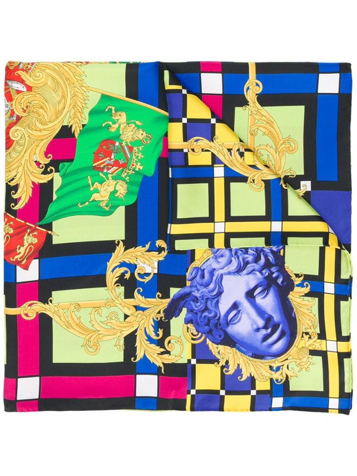 Versace Colour Block Medusa Scarf - Yellow & Orange