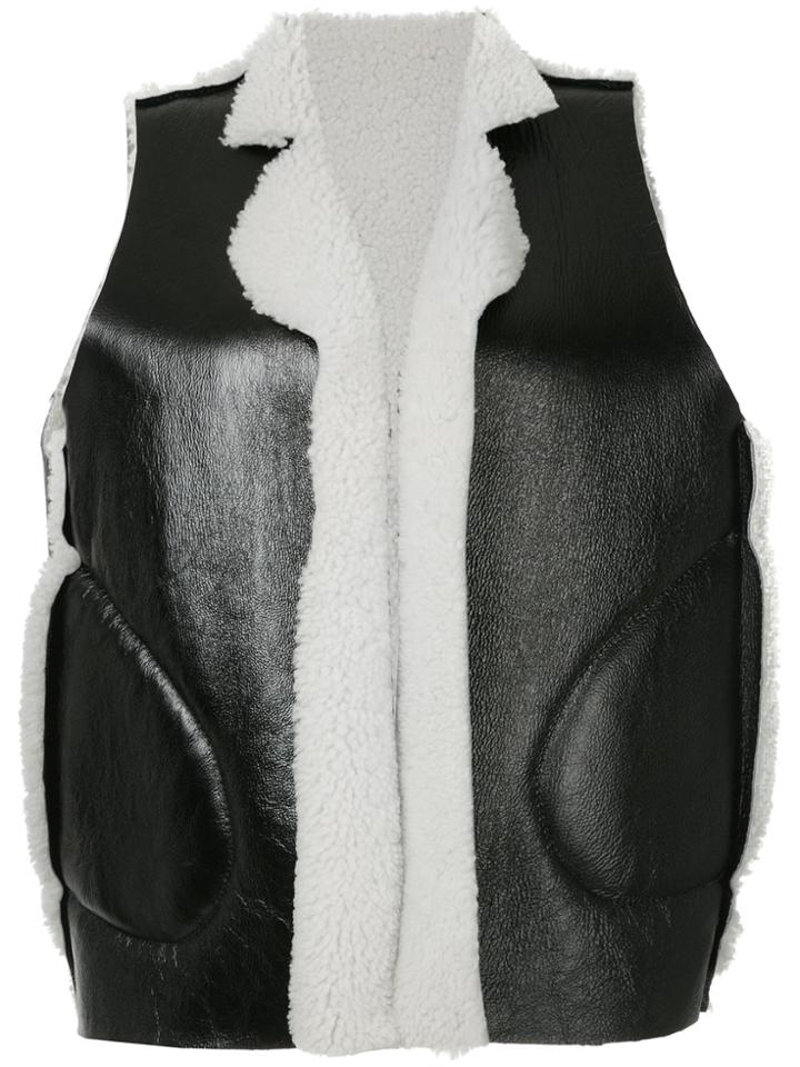 Zambesi Overlapped Shearling Vest - Black