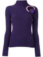 Emporio Armani Circle Patch Jumper, Women's, Size: 38, Pink/purple, Polyamide/viscose/cashmere