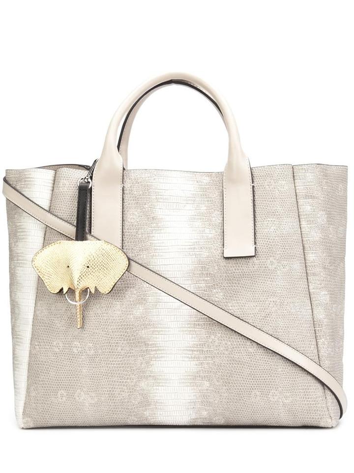 Christian Siriano Snakeskin Effect Tote, Women's, Grey, Pvc