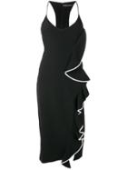 David Koma Asymmetric Ruffle Trim Dress - Black