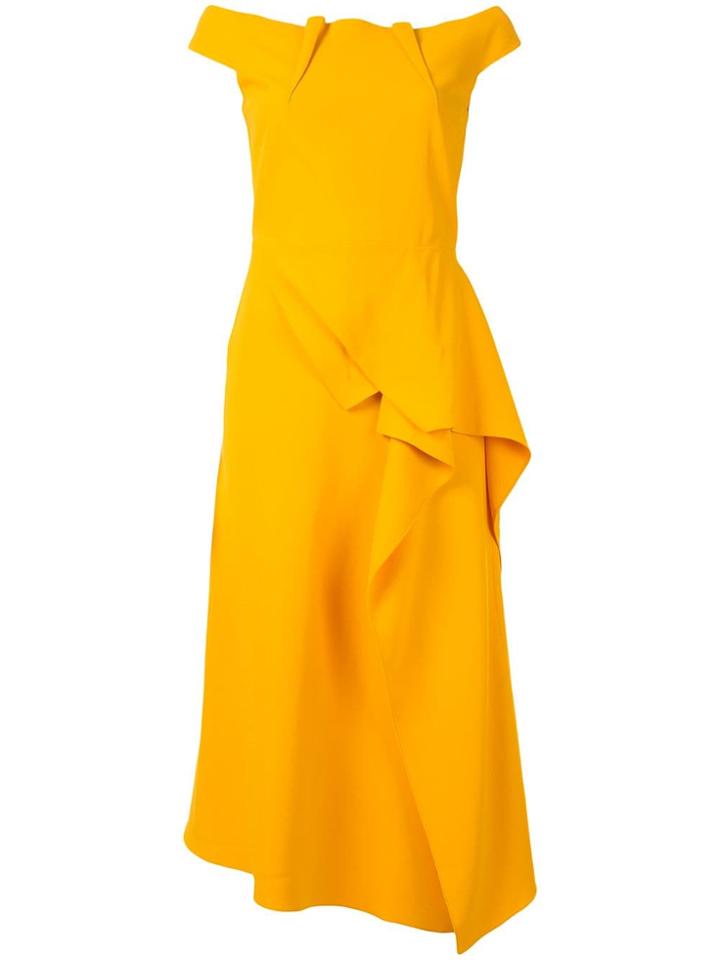 Roland Mouret Off-shoulder Midi Dress - Yellow