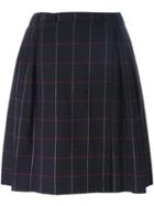 Maison Kitsuné Pleated Grid Skirt, Women's, Size: 38, Blue, Cotton