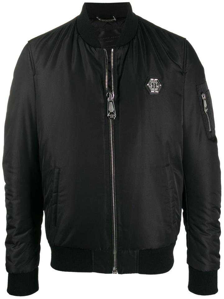 Philipp Plein Logo Detailed Bomber Jacket - Black