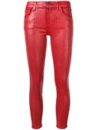 J Brand Skinny Shiny Cropped Trousers - Red
