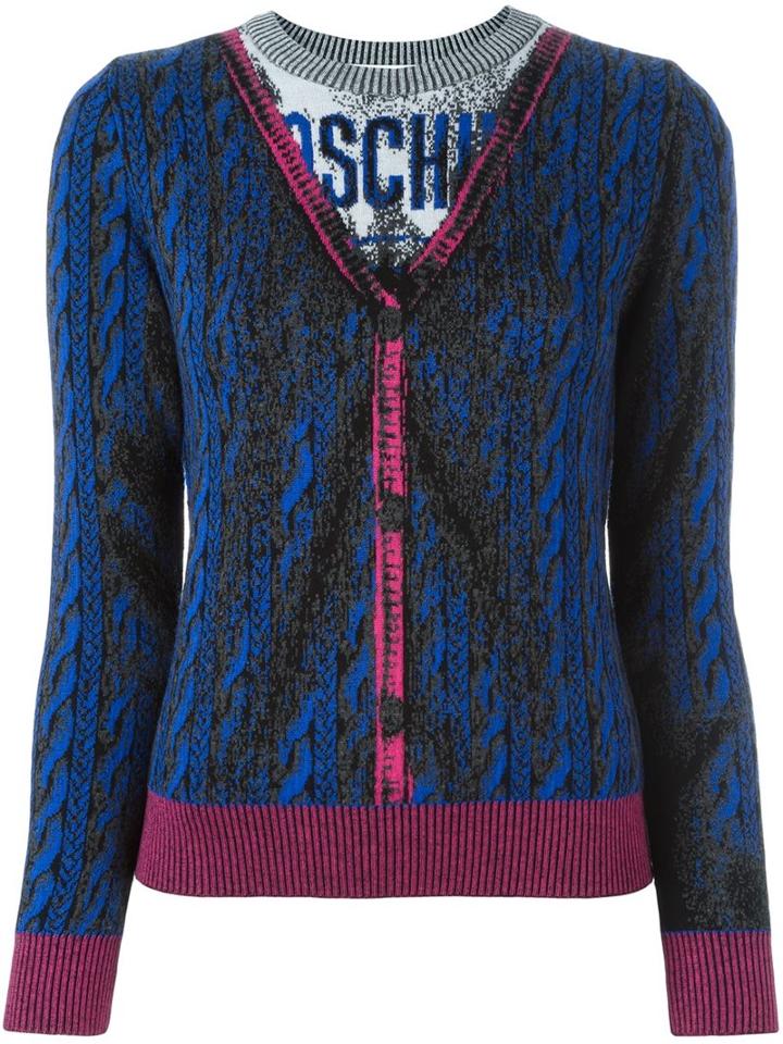 Moschino Trompe-l'ail Jumper, Women's, Size: 44, Virgin Wool