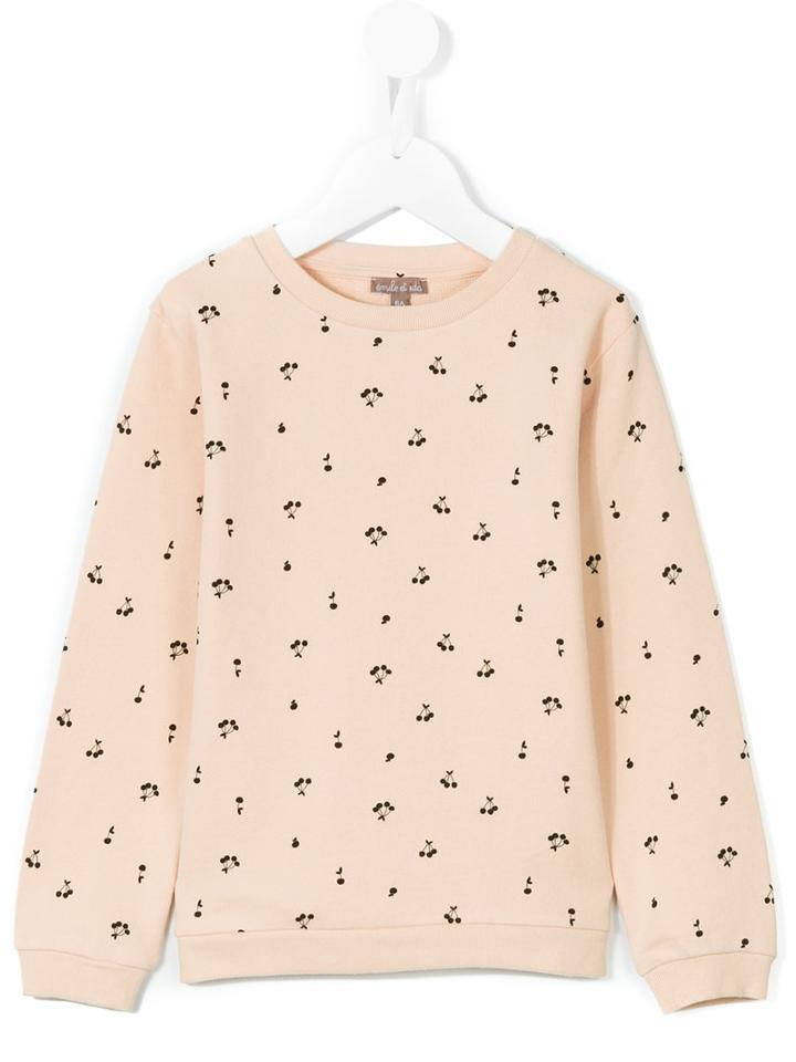 Emile Et Ida - Cherry Patterned Sweatshirt - Kids - Cotton - 4 Yrs, Nude/neutrals