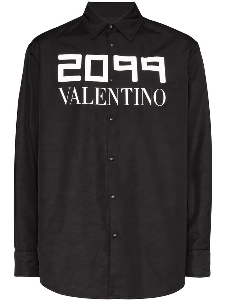 Valentino 2099 Logo Print Shirt Jacket - Black