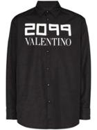 Valentino 2099 Logo Print Shirt Jacket - Black