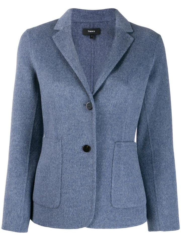 Theory Single-breasted Fitted Blazer - Blue