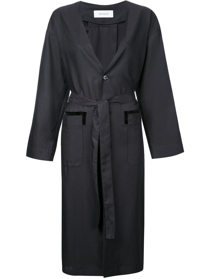En Route Belted Coat, Women's, Black, Cotton