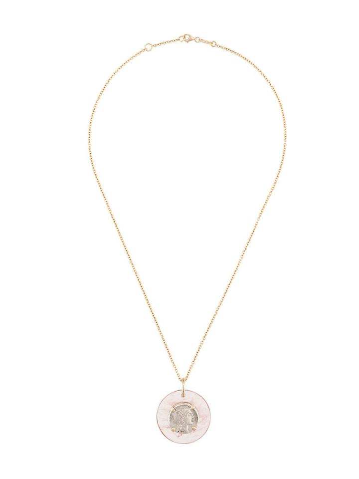 Dubini 18kt Yellow Gold Roma Medallion Necklace - Pink