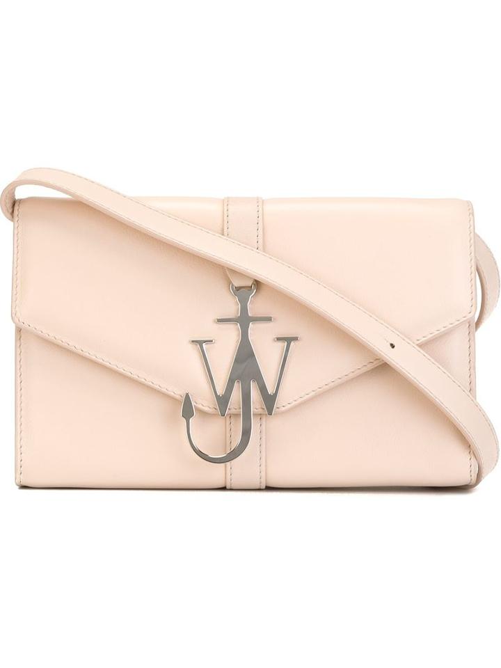 J.w. Anderson Logo Plaque Shoulder Bag, Women's, Pink/purple, Calf Leather