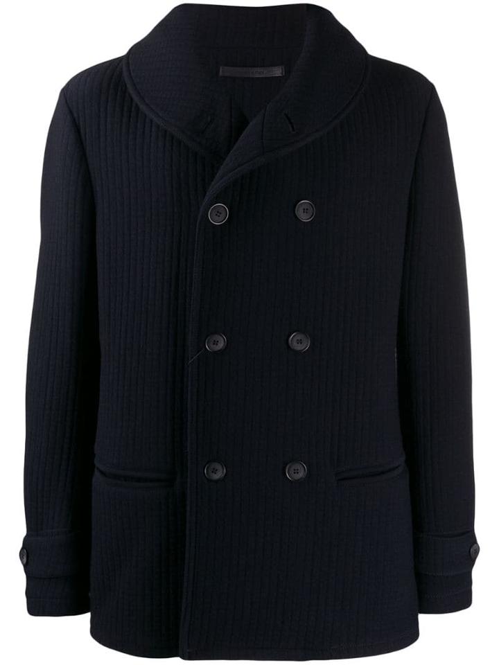 Giorgio Armani Ribbed Peacoat - Blue