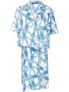 Rokh Rope Print Asymmetric Shirt - Blue