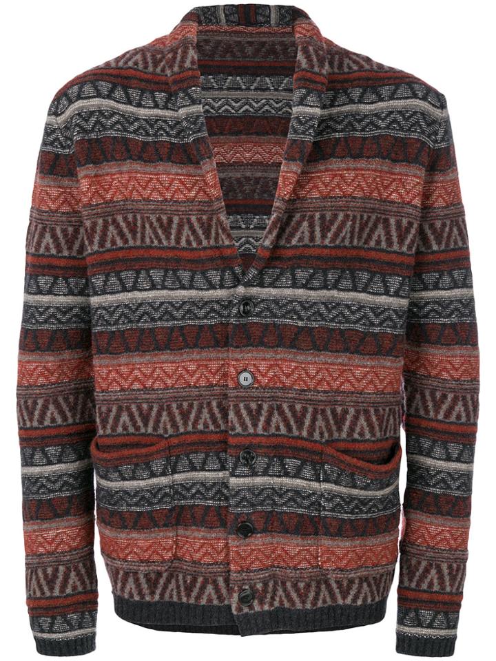 Lardini Shawl Collar Intarsia Cardigan - Multicolour