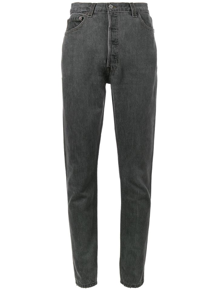 Re/done Levi's Skinny Fit High Rise Jeans With Butt Rip - Black