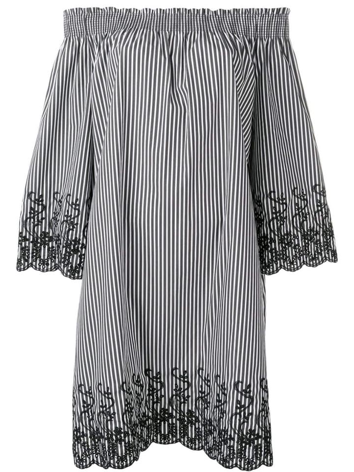 Steffen Schraut Off-shoulder Striped Dress - Black
