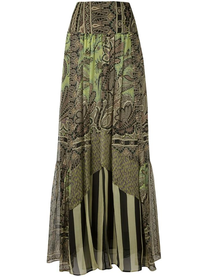 Etro Multiprint Pleated Skirt - Green
