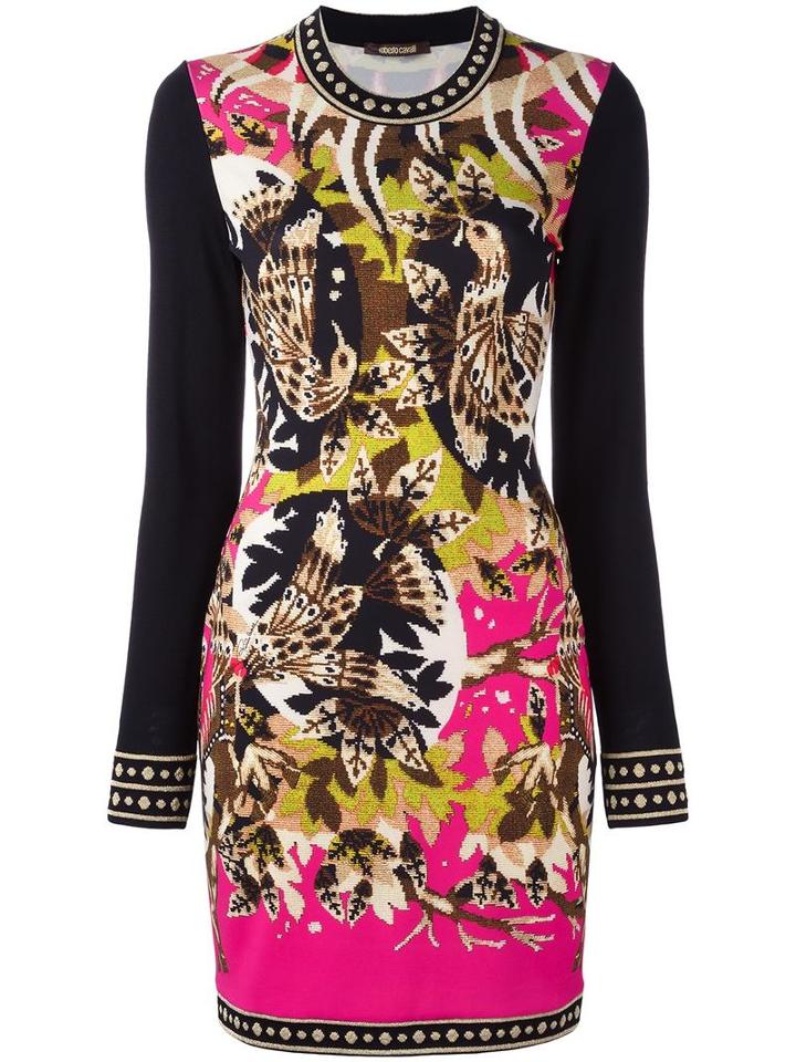 Roberto Cavalli Printed Dress, Women's, Size: 46, Black, Spandex/elastane/viscose