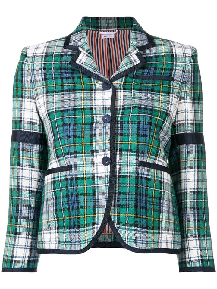 Thom Browne Grosgrain Armband Tartan Sport Coat - Green