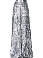 Delpozo - Metallic (grey) Palazzo Pants - Women - Silk/polyester - 34, Silk/polyester