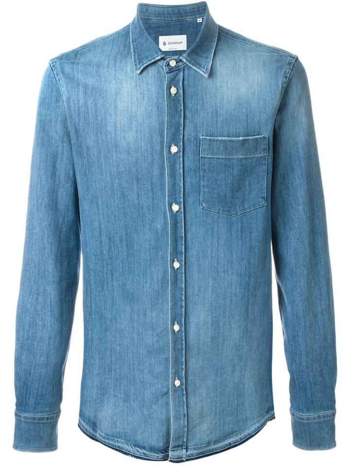 Dondup Myles Shirt, Men's, Size: Xxl, Blue, Cotton/polyester/spandex/elastane