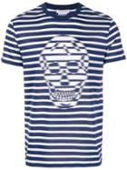 Alexander Mcqueen Striped Skull T-shirt - Blue