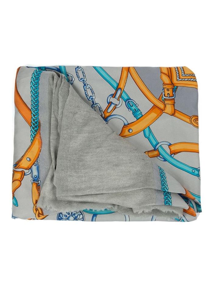 Avant Toi Belt Print Frayed Scarf, Adult Unisex, Grey, Silk/cashmere