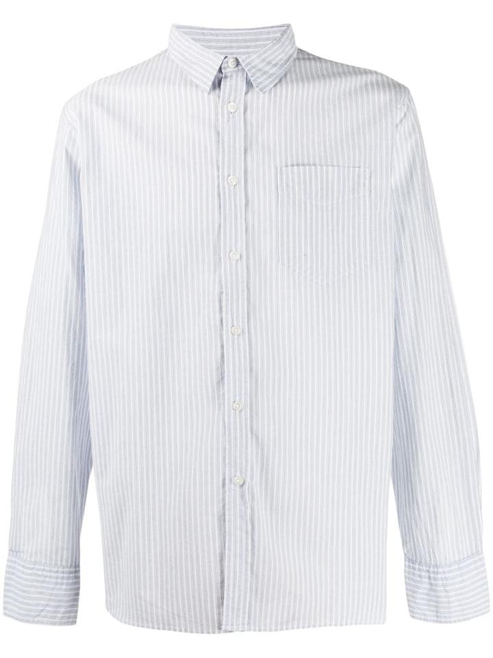 Universal Works Striped Long Sleeve Shirt - Blue