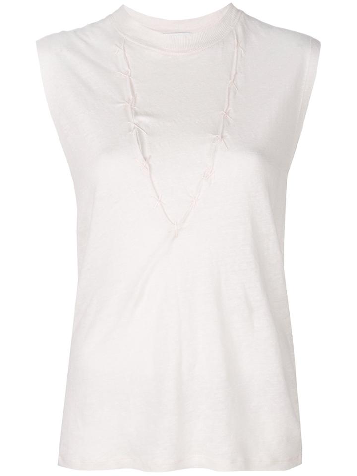Iro Panelled Linen T-shirt - Pink & Purple