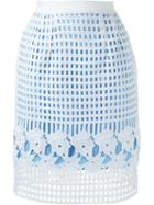 Loveless Cut-out Flowers Pencil Skirt, Women's, Size: 34, White, Cotton/polyester/rayon