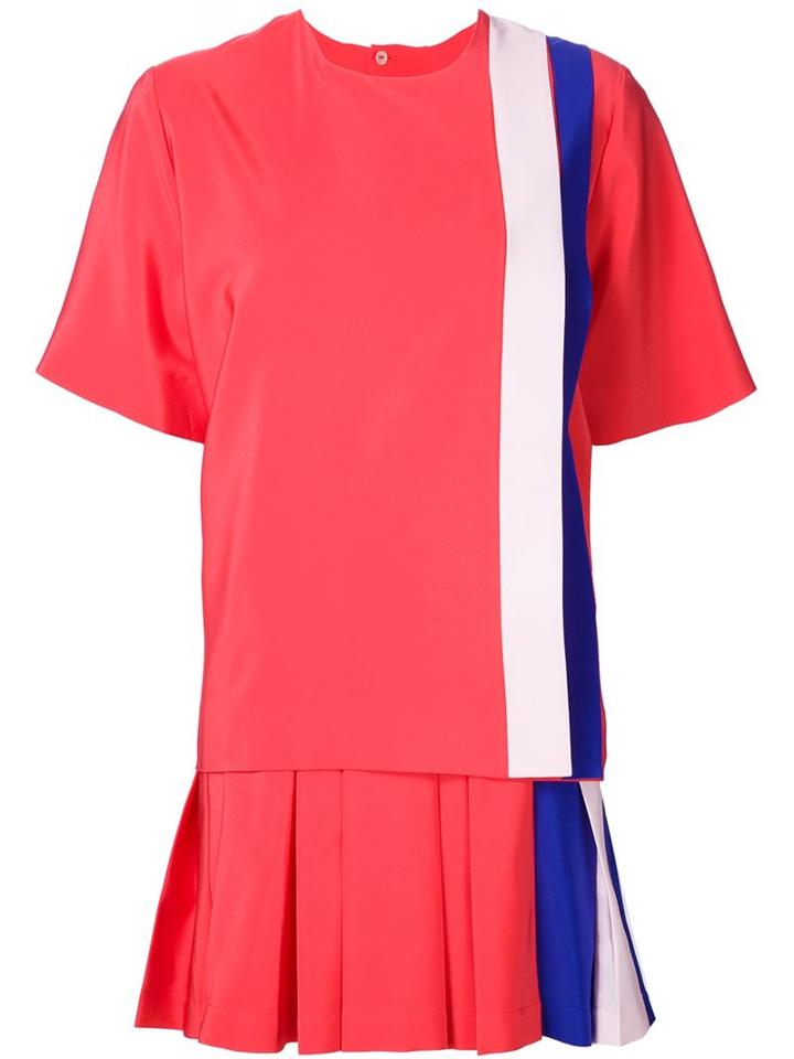 Msgm Pleated Hem Panel Dress