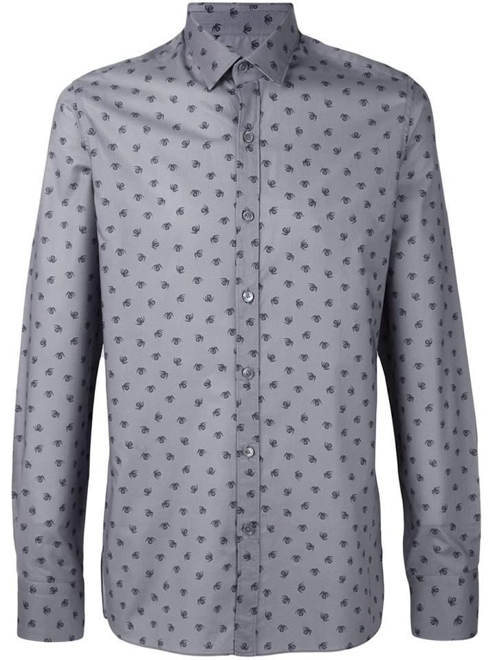 Lanvin 'pool Spider' Print Shirt, Men's, Size: 40, Grey, Cotton
