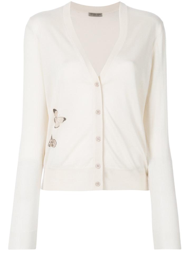 Bottega Veneta V-neck Butterfly Embellished Cardigan - Nude & Neutrals