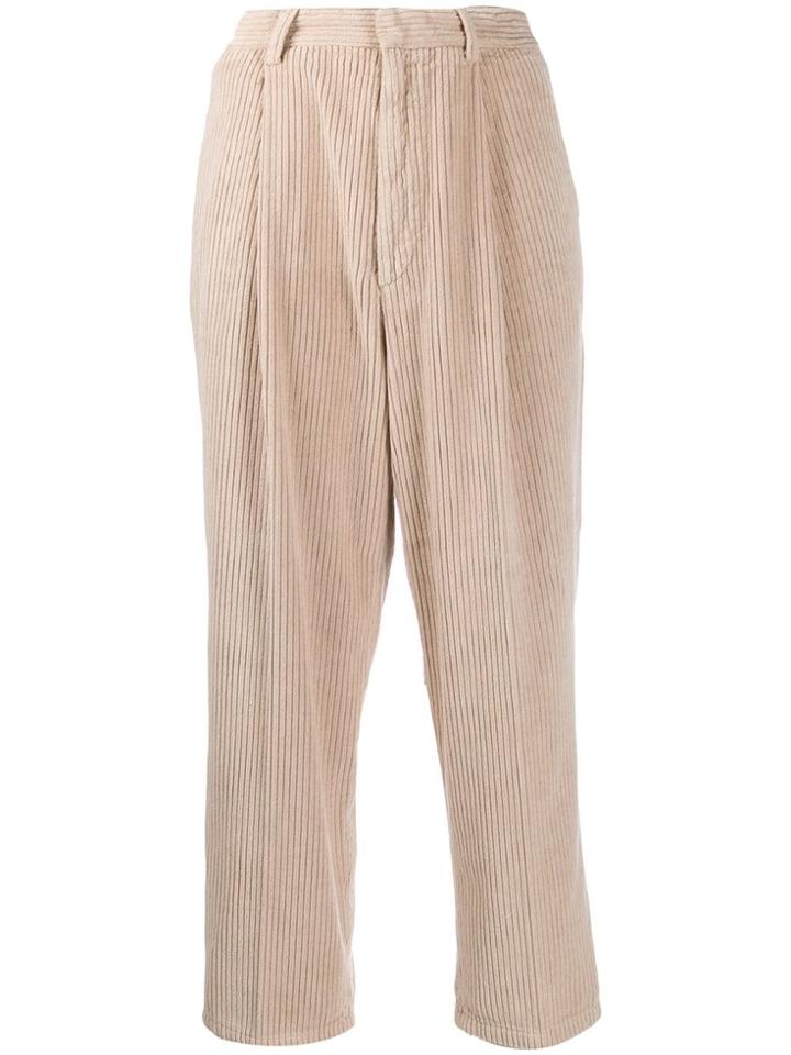 Haikure Corduroy Cropped Trousers - Neutrals