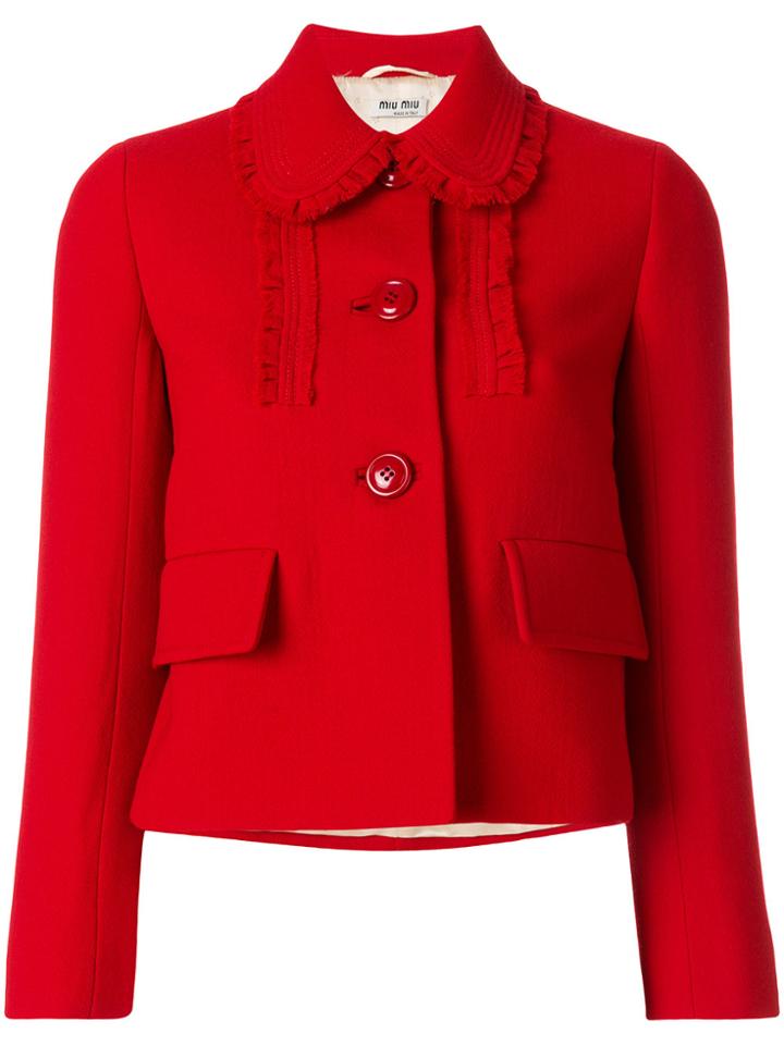 Miu Miu Ruffle-trimmed Jacket - Red