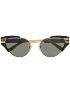 Gucci Eyewear Striped Detail Sunglasses - Black