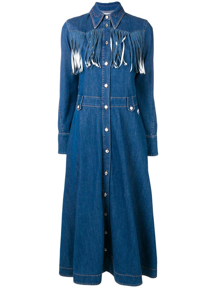 Msgm Cowgirl Long Dress - Blue
