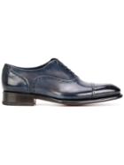 Santoni Oxford Shoes With Stitch Detail - Blue