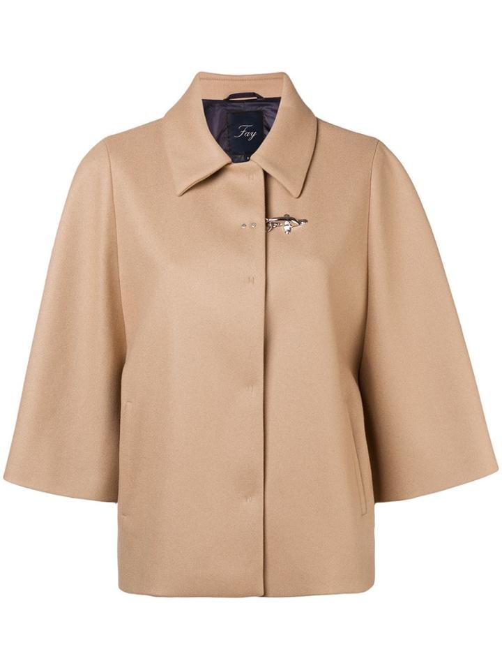 Fay Pin Fasten Cropped Sleeve Jacket - Neutrals