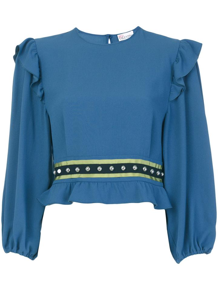 Red Valentino Belt Detail Ruffle Blouse - Blue