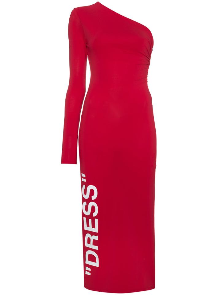 Off-white One Shoulder Dress - Red