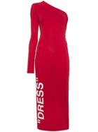 Off-white One Shoulder Dress - Red