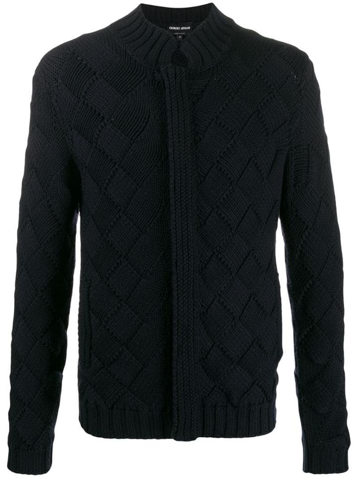 Giorgio Armani Slim-fit Knitted Cardigan - Blue
