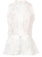 Rebecca Taylor Lace Detail Top, Women's, Size: 0, White, Cotton/polyester/spandex/elastane